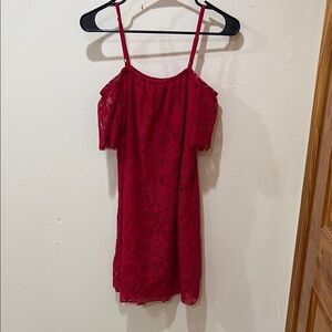 Red Lace Cold Shoulder Dress